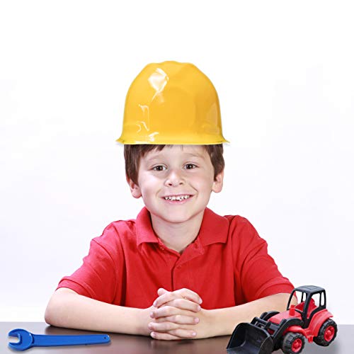 Super Z Outlet 12 Pack Yellow Construction Hard Hat Plastic Birthday Party Supplies Worker Caps Set Halloween Costume Toy
