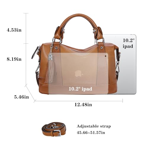 Image of HESHE Womens Genuine Leather Purse Satchel Tote Bags Ladies Real Leather Bags Crossbody Handbags
