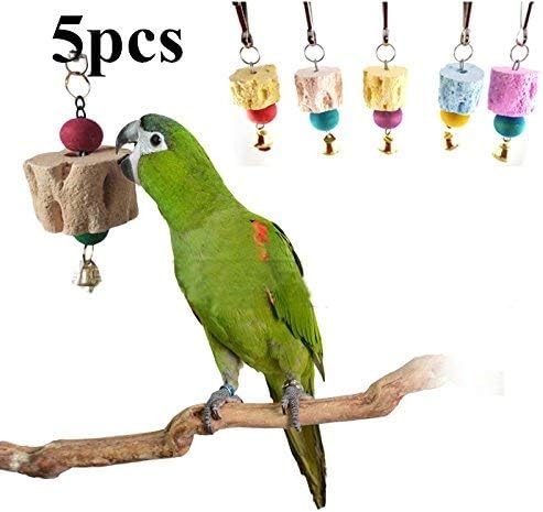 gloednApple 5pcs Small Teeth Grinding Chew Toy, Parrot Chewing Toy Grinding Molar Stones Cage Toys for Small Animals Mouse Rabbit Color…