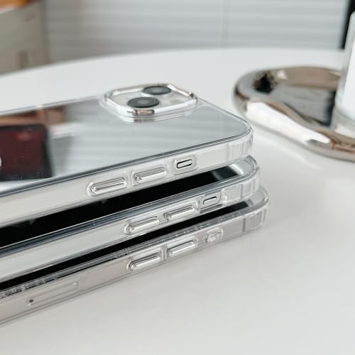 Coque miroir iPhone 13 transparent argent antichoc 3 cœurs - 5