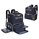 UOZL Mochila organizadora de esmalte com capacidade para 80 garrafas e uma luminária de unhas com 2 estojos removíveis, bolsa de armazenamento, estojo de viagem profissional para manicure, Preto
