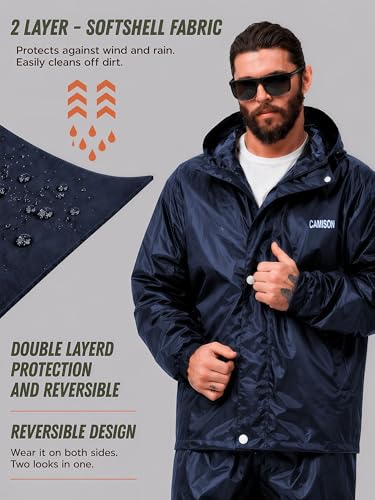 Image of Mens Raincoat Suit with Pant Set Vogueary Series | Waterproof Lightweight Breathable Rain Wear | Strong Stitching, Elastic Cuff & Waterproof Zipper Raincoat for men waterproof