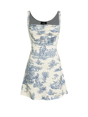 Image of CIDER Women A-Line Mini Dresses Square Neck Ruched Floral Fit and Flare Casual Summer Semi Formal Dress