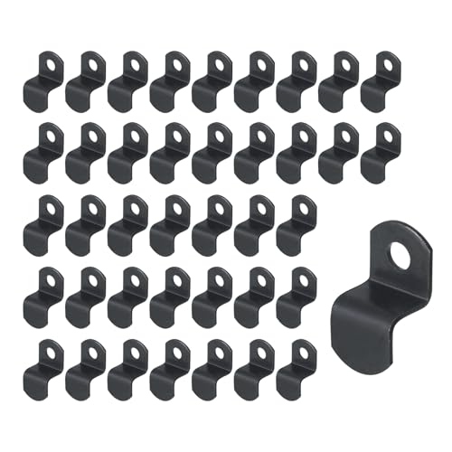 Image of 40pcs 3 /8 inch Depth Flat Offset Canvas Clips Black Metal Photo Frame Clips with Screws Z Shape Mirror Clamps Heavy Duty Offset Mirror Clips for Picture Framing
