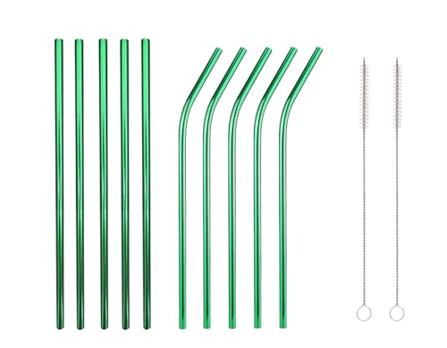 10 Pcs Stainless Steel Straws, Reusable Drinking...