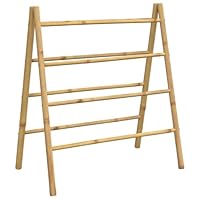 Double Towel Ladder Storage Holder Rack Bathroom Towel Stand Bamboo vidaXL vidaXL