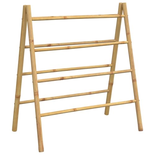 vidaXL Escalera toallero Doble con 4 peldaños bambú 90x50x100 cm, toallero, Soporte de Toallas, Estante para Toallas de bambú, toallero de pie