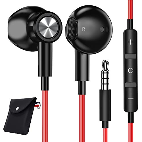 Wired Earbuds 3.5mm Headphones with Microphone, YUANBAI 3.5mm Magnetic Earbud & in-Ear Headphones Powerful Bass Wired Earphones for Samsung A32 5G A52 A12 A20s A71 A11 Google Pixel 5a 4a 3a iPhone 6s