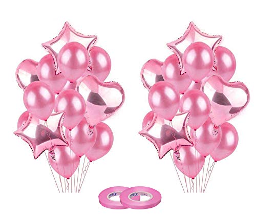 Image of AMFIN (Pack of 30) Birthday Decoration Combo / 1st Birthday Decoration for Baby / 1st Birthday Decoration Items /First Birthday Party Decoration /Balloons /Birthday Party - Pink