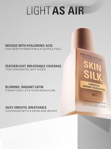 Image of Revolution Beauty, Skin Silk Serum Foundation, Light to Medium Coverage, Lightweight & Radiant Finish, Contains Hyaluronic Acid, (F11.5 C, 23ml)