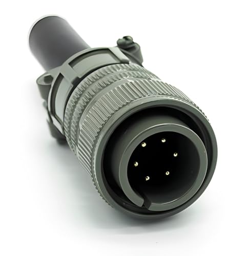 MIL-DTL-5015 Series Industrial Connector, MS3106A14S-6P 6 Pin Circular Male Plug Connectors Waterproof Contacts Solder Termination Threaded Straight Connector Cable, 14S Shell Size