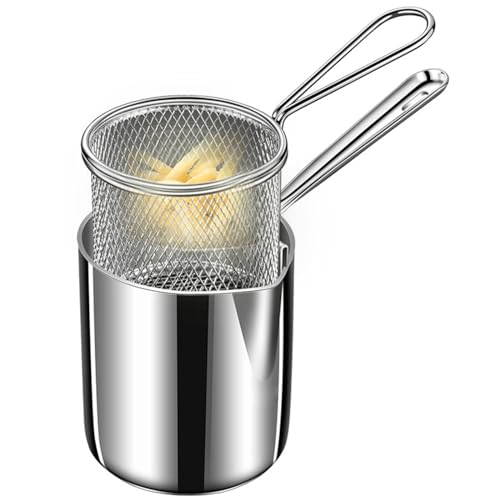 RENJJPBO Fryer, uncoated Design, Healthy Cooking, 304 Stainless Steel Fryer, Frying and Cooking Soup! Suitable for Families