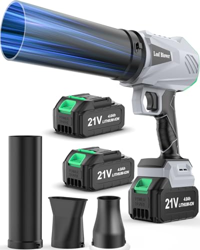 Snow Whiz Snow Mster, 21V 2pcs Handheld Leaf Blower Cordless 4.0Ah-Compact Turbo Blower Portable with Long Tube and Flat Nozzle for Outside Patio Garden Car Dryinbg