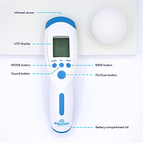 Equinox International, Digital Forehead Thermometer - Thermometer For Adults - No Touch Thermometer (Non Contact) - Body/Surface/Room Temperature Scanner – Lcd Display Ideal For Whole Family & Babies #TOP6