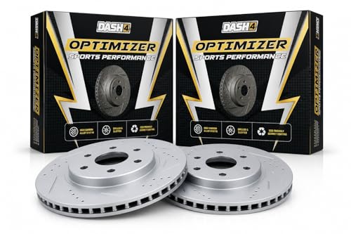 Dash4 Sport Performance Front Fully Coated Drilled & Slotted Disc Brake Rotor For Chevrolet Aveo 2004-18 | Aveo5 2006-11 | Spark 2013-15 | Spark EV 2014-16 | Pontiac G3 2007-10, 50-55099X
