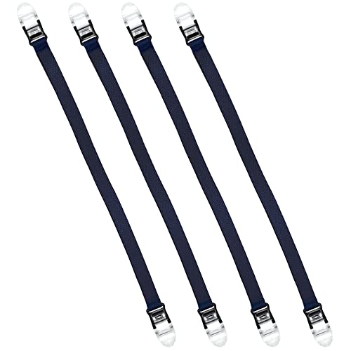 シーツ敷きパッドずれ防止コーナー用ゴムバンドクリップ 日本製4個セット (ネイビー)
