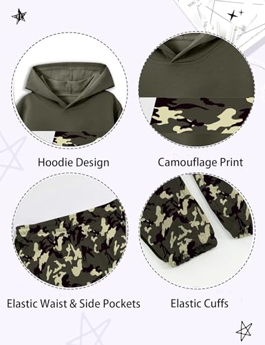 Image of Boys Clothes Boy Outfits 2-Piece Long Sleeve Hoodie and Camouflage Pants Boys Fall Winter Clothes for 6-16 Years