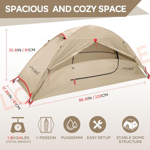 Image of Clostnature Lightweight Tent for Backpacking - 1 /2 /3 /4 Person Ultralight Backpacking Tent, Waterproof Easy Setup Camping Tent, Hiking Tent for Outdoor, Hiking and Mountaineering