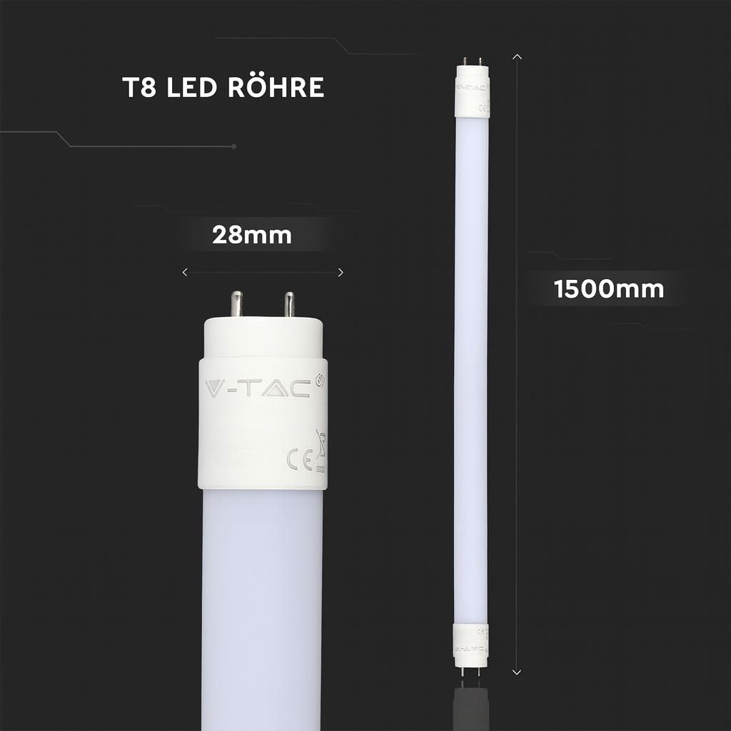 Juego de 5 tubos LED de 150 cm, luz blanca fría (6500 K), 3000 lúmenes, T8, G13-24 W (equivalente a 58 W), incluye arranque, tubos fluorescentes LED, tubos fluorescentes de neón, lámpara de