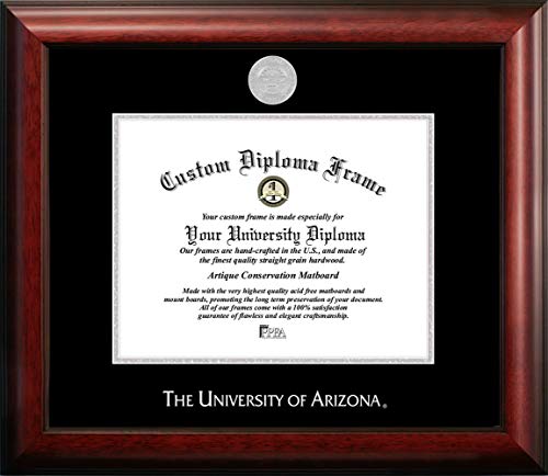 Campus Images NCAA Arizona Wildcats Unisex Silver Embossed Diploma Frame University of Arizona 11W x 8.5H Silver Embossed Diploma Frame, Brown, One Size, Multi