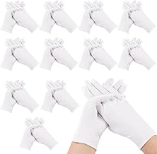 12 Pairs Cotton Gloves White Cotton Gloves for Dry Hands, Moisturising, Cosmetics, Eczema, Spa, Coin Jewellery, Inspection, Serving Handsc