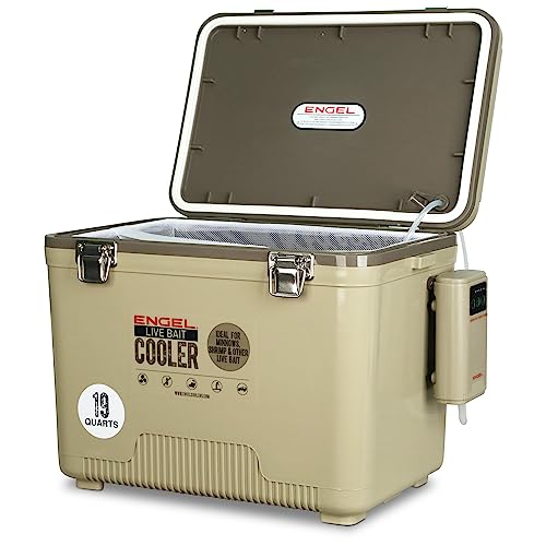 Image of ENGEL Live Bait Cooler PRO for Fishing - Portable Minnow and Bait Bucket with Lithium-Ion Rechargeable Aerator