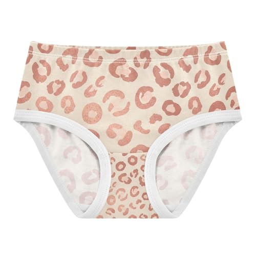 Girls Briefs, Rose Gold Leopard Spots Beige Toddler Panties, Girls Underwear Cotton, 2T–8 Years