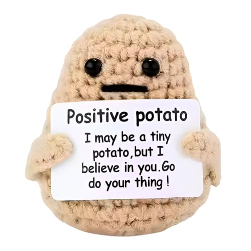 Image of Cute Emotional Support Crochet Toys Handmade Gifts with Message for Women Men Friends Coworkers, Birthday Christmas Valentine's Gift (Potato)