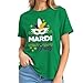 Mardi Gras Shirts for Women-Funny Tuesday Carnival Masks Short Sleeve New Orleans Parade Tee Tops