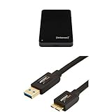 Intenso Memory Case 500 GB Externe Festplatte (6,35 cm (2,5 Zoll) 5400 U/min, 8 MB Cache, USB 3.0) schwarz & Amazon Basics USB-3.0-Kabel A-Stecker auf Micro-B-Stecker (0,9 m)