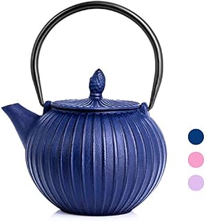 Cast Iron Teapot,Tea kettle,Tea pot with infusers for loose tea,Wave Design Teapot Coated