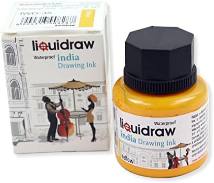 Liquidraw Coloured Drawing Ink India Ink, Waterproof 20 Assorted Colours, 35ml Indian Inks for Artists (Black)
