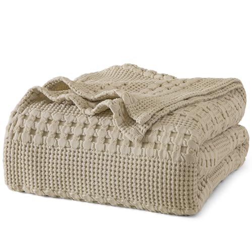 PHF 100% Cotton Waffle Weave Blanket King Size for Bed,