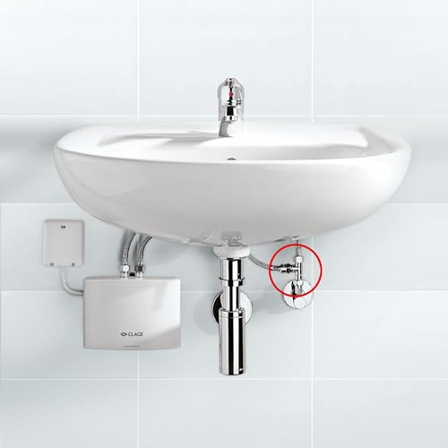 CLAGE T-Stück 3/8 Zoll – Hochwertiges Messing T-Stück für Durchlauferhitzer – Robustes Installationszubehör für sicheren Wasseranschluss