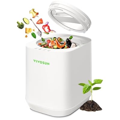 VIVOSUN 4L Electric Composter for Kitchen Indoor, Smart Compost Machine for Countertop, Odorless/Auto-Cleaning/3 Modes/Intelligent LED Display, Mill Composter Kitchen Bin Food Recycler, White