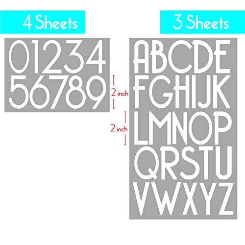 2 inch Self-Adhesive Vinyl Alphabet Letters Numbers Kit, Modern Mailbox Numbers Sticker for Mailbox, Signs, Window, Door, Cars, Trucks, Home, Business, Address Number, Name, Craft (Pure White)