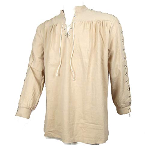 Men's Loose Linen Medieval Gothic Renaissance Shirt Long Sleeve Viking Pirate Mercenary Scottish Costume