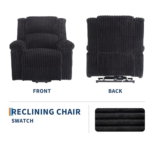 Image of Garvee Corduroy Manual Recliner with Handle, 330 lbs Capacity, Black