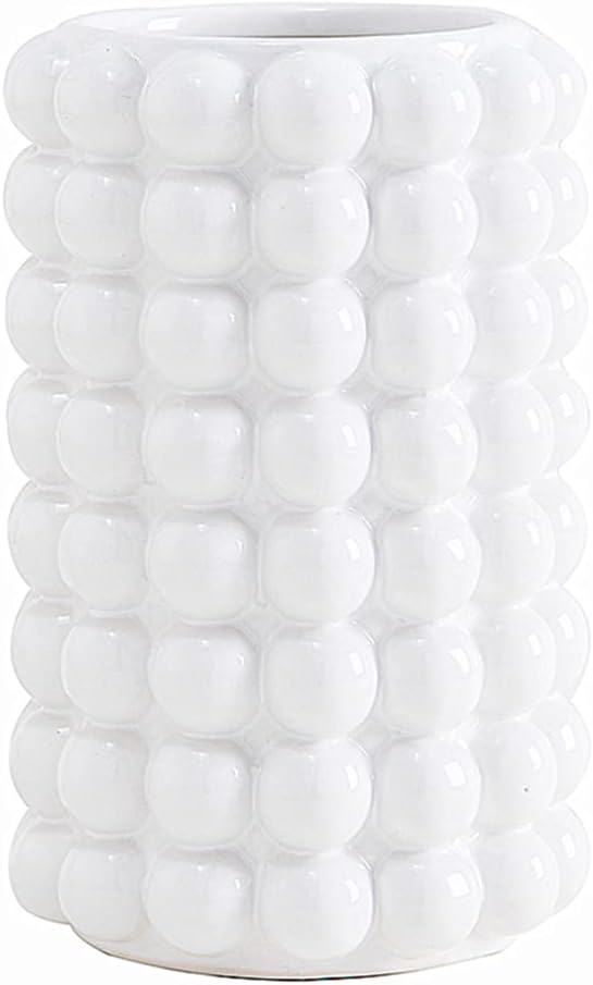 Anding White Ceramic Vase - Modern Boho Decor, Pampas Grass, Big Clay Flowerpot