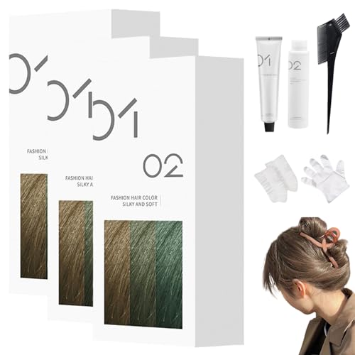 Tinte Capilar Suave Casero, 200 Ml, Crema Permanente, Brillo Natural, Fórmula Suave, Para Todo Tipo De Cabello, Fácil Aplicación En Casa (3,A61 - Castaño grisáceo)
