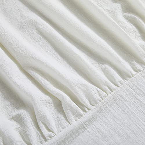 Estmy Extra Long Shabby Chic Farmhouse Cotton Shower Curtain 84 Inch In White, Water Repellent Quality Gypsy Ruffle French Country Cottage Shower Curtain Shabby Chic Farmhouse Bathroom Decor #TOP4