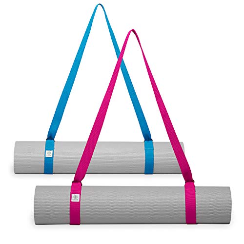 Gaiam Easy-Cinch Yoga Mat Sling (Sold Individually with Assorted Colors), Fuchsia or Blue