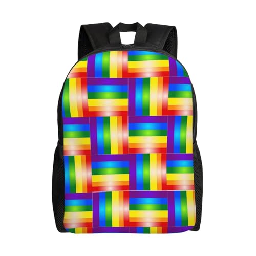 LGBT Pride Flag Gay Lesbian Rainbow Backpack Simple Leisure Travel Backpack Outgoing Daypack 16 inch