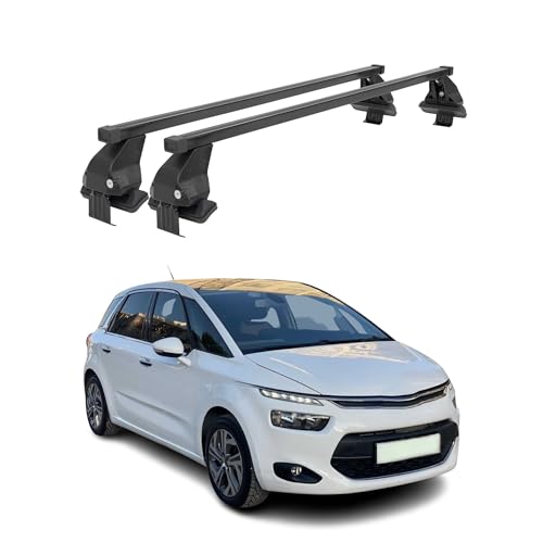 OMAC Barres de Toit transversales en Acier pour Citroën C4 Picasso mk2 2013-2018 – Antivol Inclus – Testées City Crash – DIN 75302:2019 – ISO/Pas...