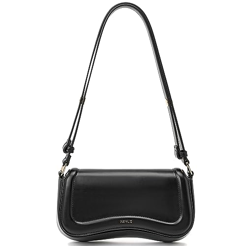 Keyli Bolsa de ombro feminina moderna bolsa tiracolo de couro impermeável bolsas pequenas bolsas de mão bolsas de designer, Preto, Small