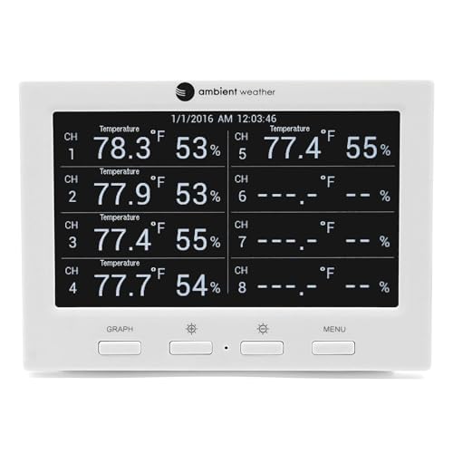 Image of Ambient Weather WS-3000-X3 Thermo-Hygrometer Wireless Monitor w / 3 Remote Sensors - Logging, Graphing, Alarming, Radio Controlled Clock