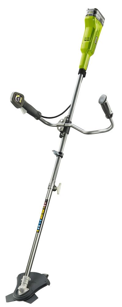 RYOBI - Débroussailleuse sans Fil 18V One+ RBC18X20B4F – Tête Fil + Lame, Poignée Bike, Batterie 4.0Ah + Chargeur Inclus, Autonomie 20min, Idéale Herbes Denses