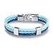 Bracelet En Cuir Pour Femme,Vintage Tressé En Cuir Véritable Charme Bracelets Multi-Couche D'Ancrage Occasionnel Sport Bleu Marine Gradient Amitié Personnalité Bracelets Cadeau De Noël Pour Les