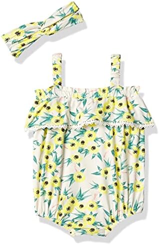 Jessica Simpson Baby Girls' Footie/Onesie, Goldfinch Flower Print, 6-9M