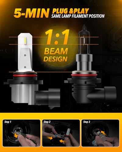 Image of OXILAM 9006 LED Fog Bulbs, 500% Super Bright 6500K Cool White HB4 Fog Lights, 1:1 Mini Size Easy to Install Bulbs, IP68 Waterproof, Pack of 2